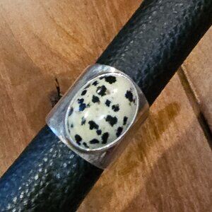 Sterling Silver and Dalmatian Jasper Ring, size 6.25